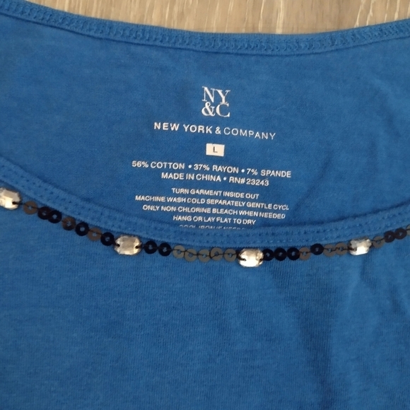 New York & Company Blue Tank with Sequins - Picture 3 of 4